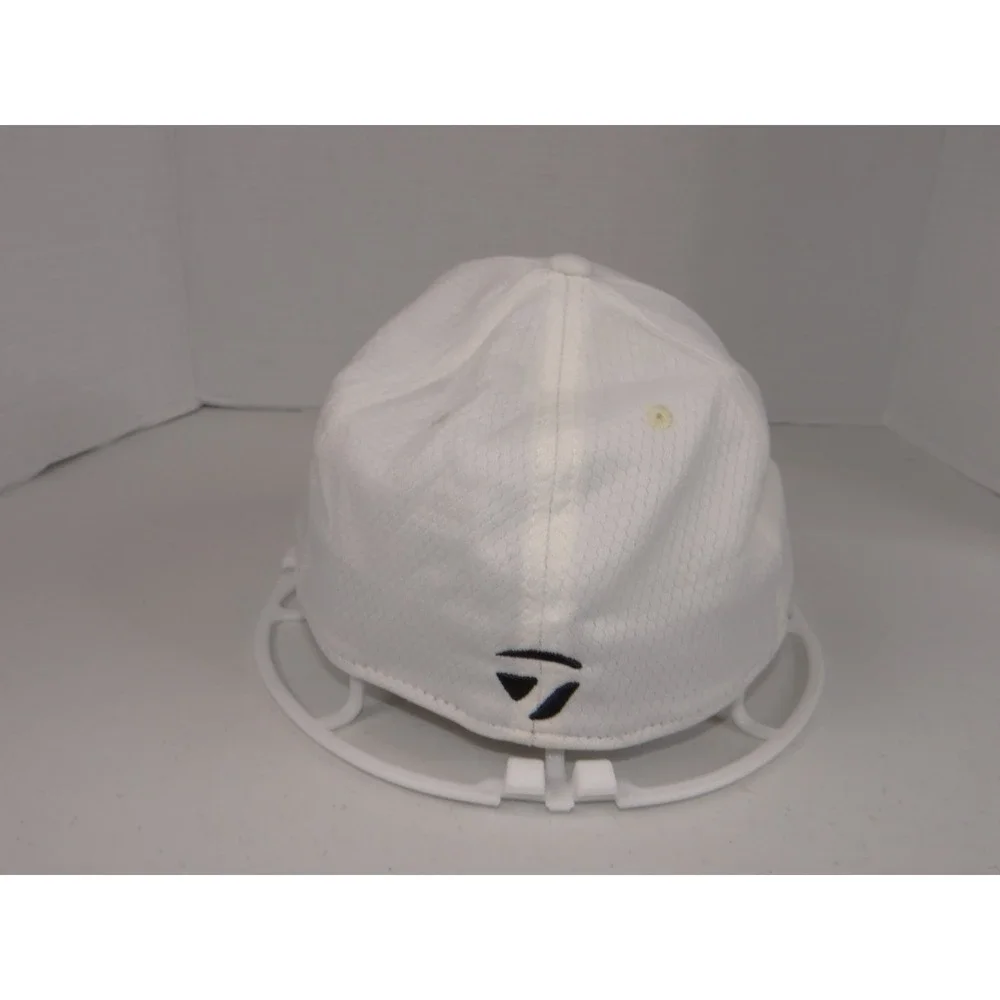 TaylorMade A-Flex Golf Hat White Black Embroidered Stretch Fit Cap S/M 3548